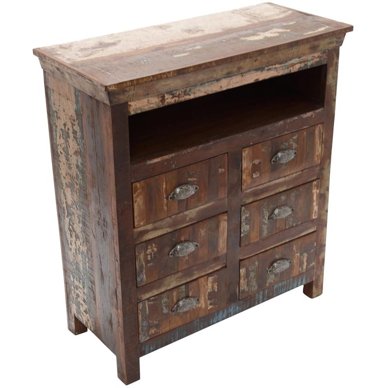MEYA - Rack 39 "  Madera oscura reciclada 100x90x40 cm