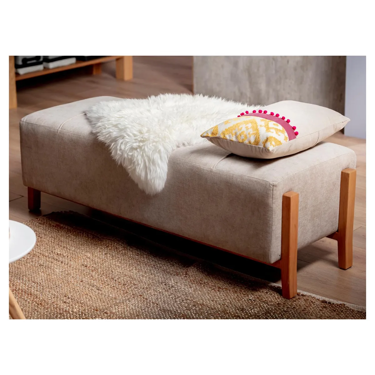 NUEVALINEA - Banqueta Josefa 1,4x50x45 cm arena