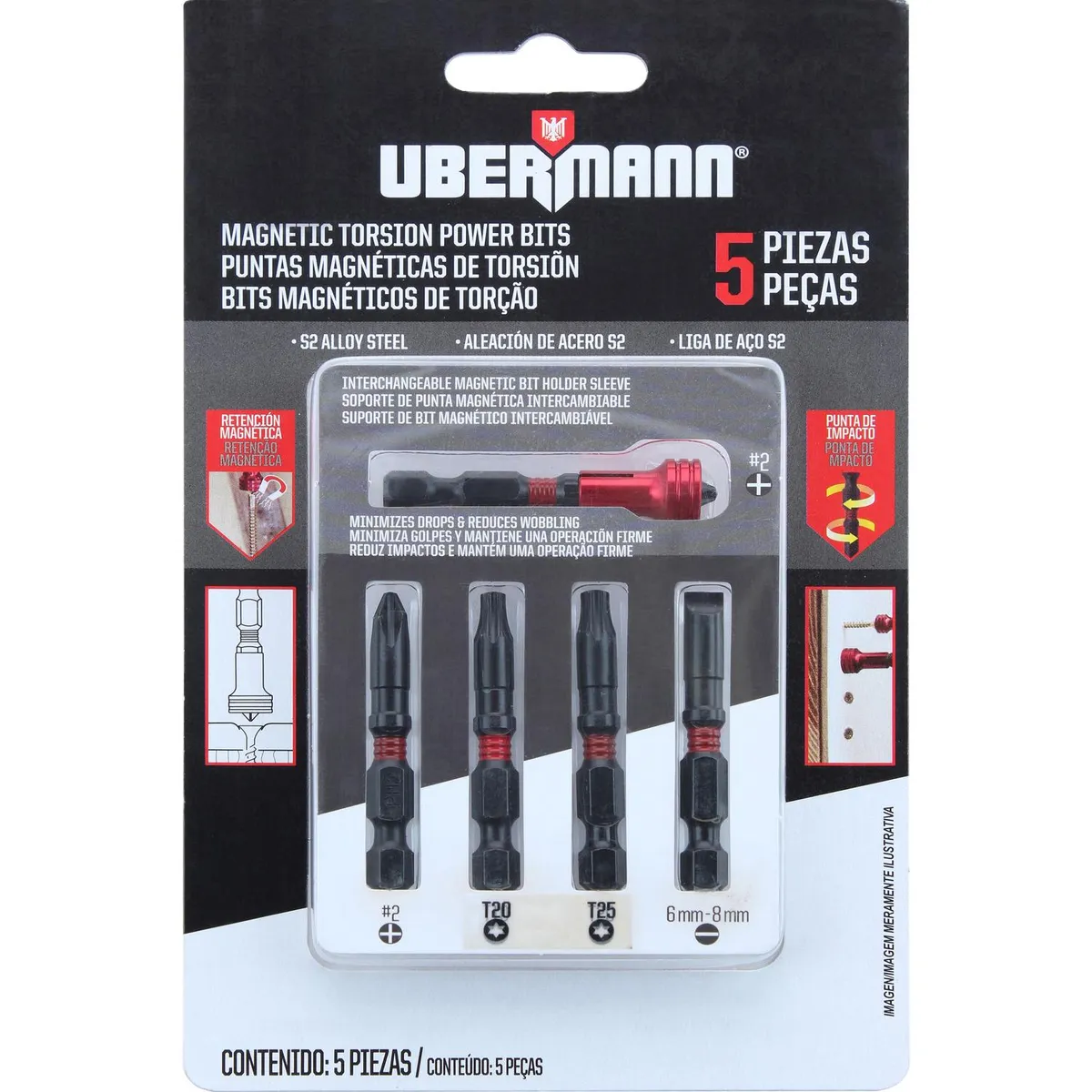 UBERMANN - Set de puntas resistente torsion 5 piezas