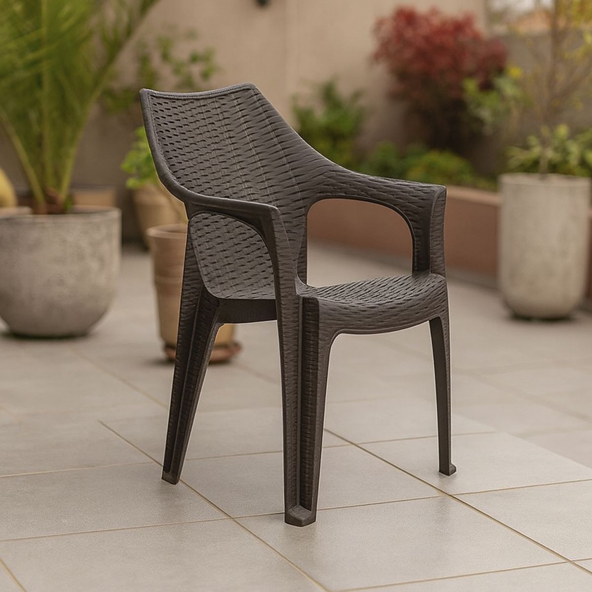 REYPLAST - Silla con brazo color marrón Aruba
