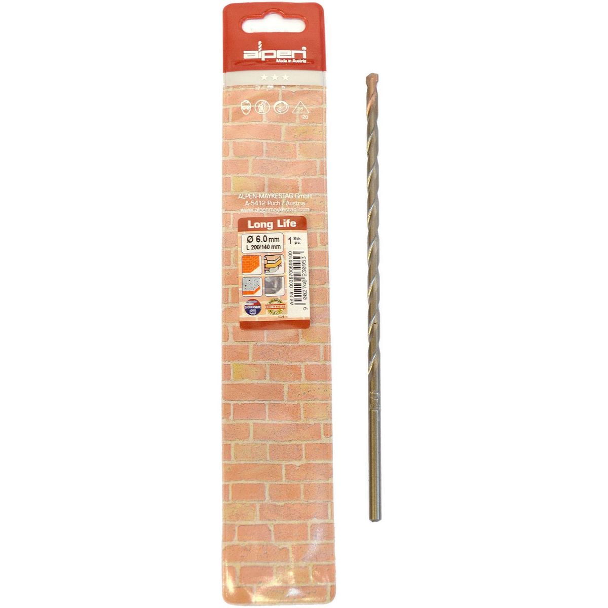 ALPEN - Broca Piedra 6 mm Largo 200 mm Long Life