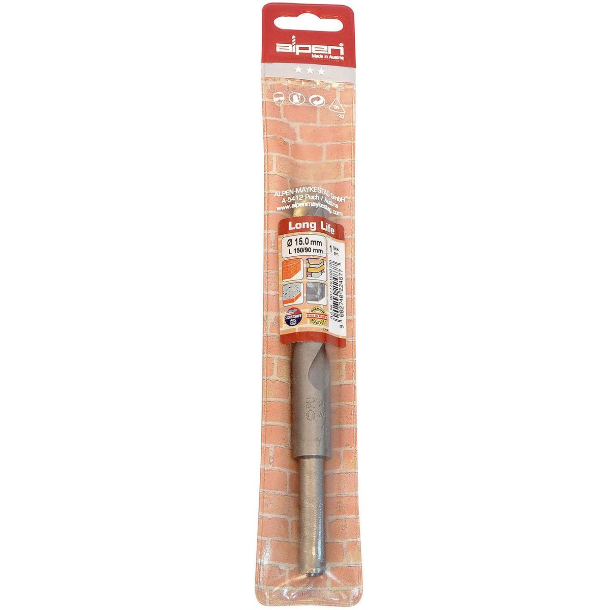 ALPEN - Broca Piedra 15 mm Largo 150 mm Toma Reducida 10 mm Long Life