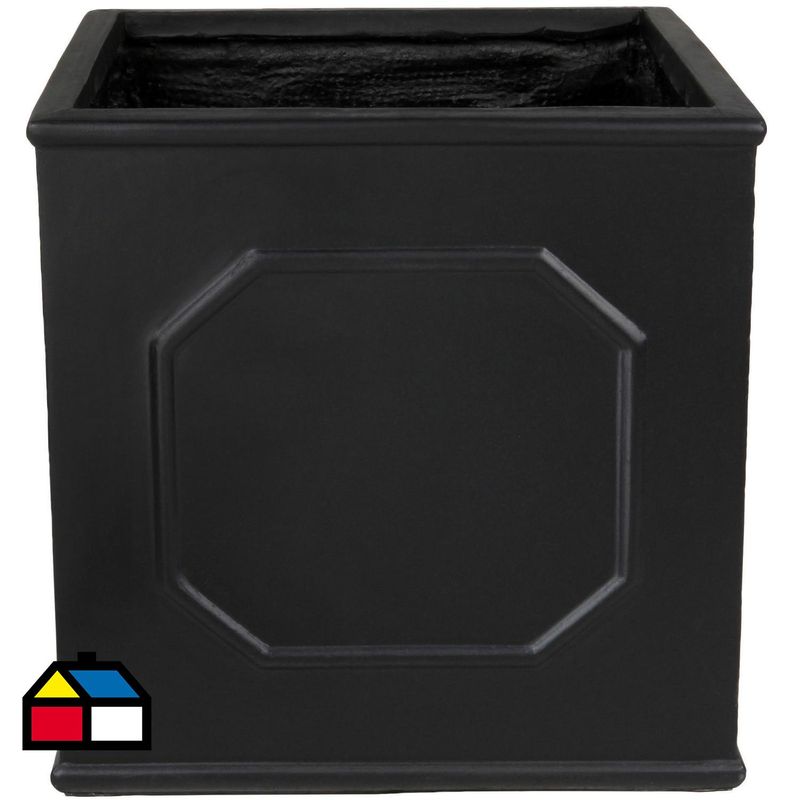 MJP - Macetero Toscany Cuadrado de Fibra de Vidrio 36x37 Negro