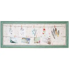 VGO - Marco de fotos 37x97 cm con ganchitos Flores Verde