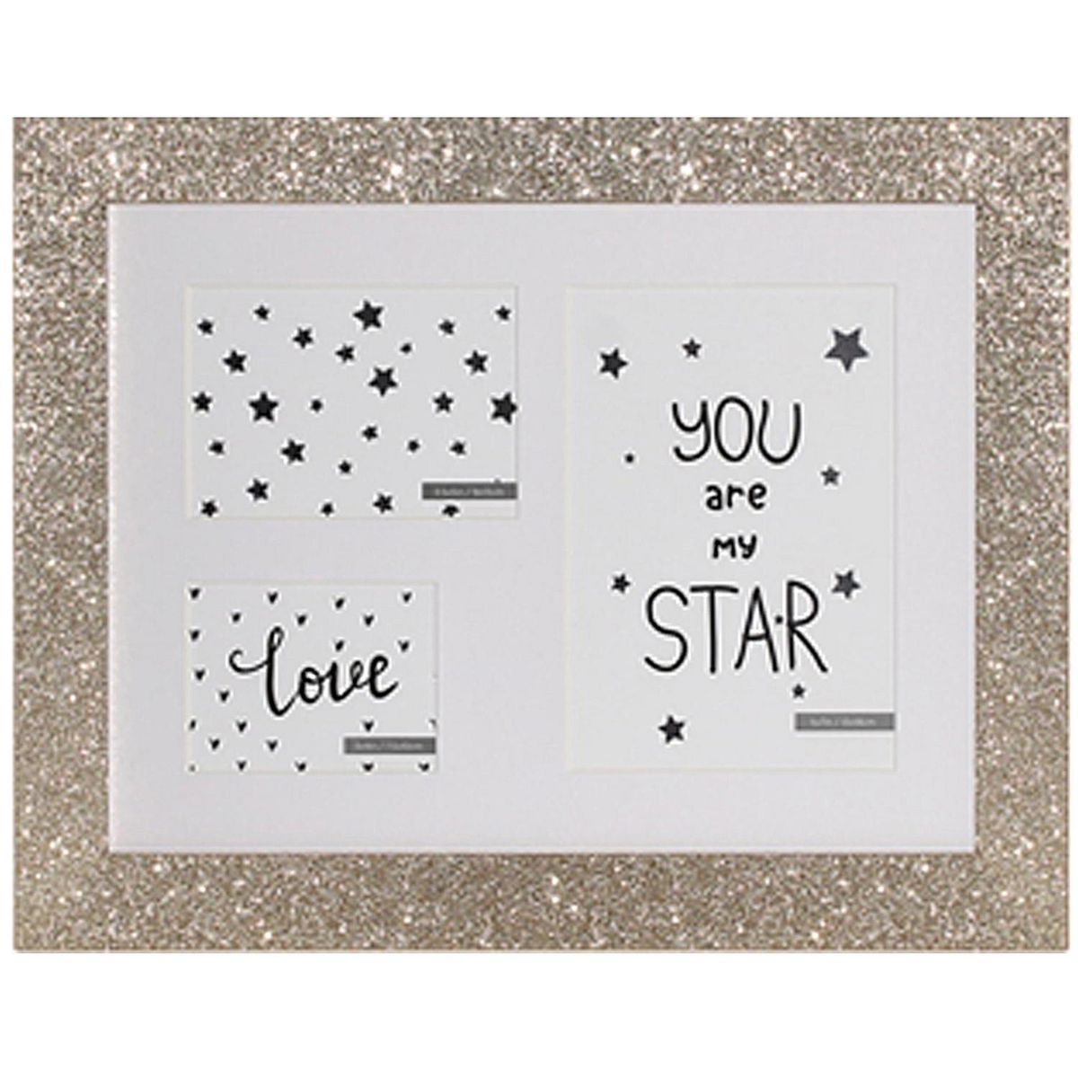 VGO - Marco Múltiples con Purpurina 24x33 cm 3 fotos Dorado