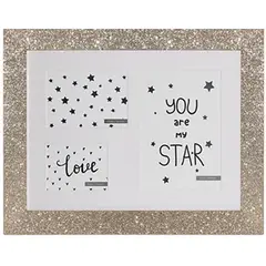 VGO - Marco Múltiples con Purpurina 24x33 cm 3 fotos Dorado