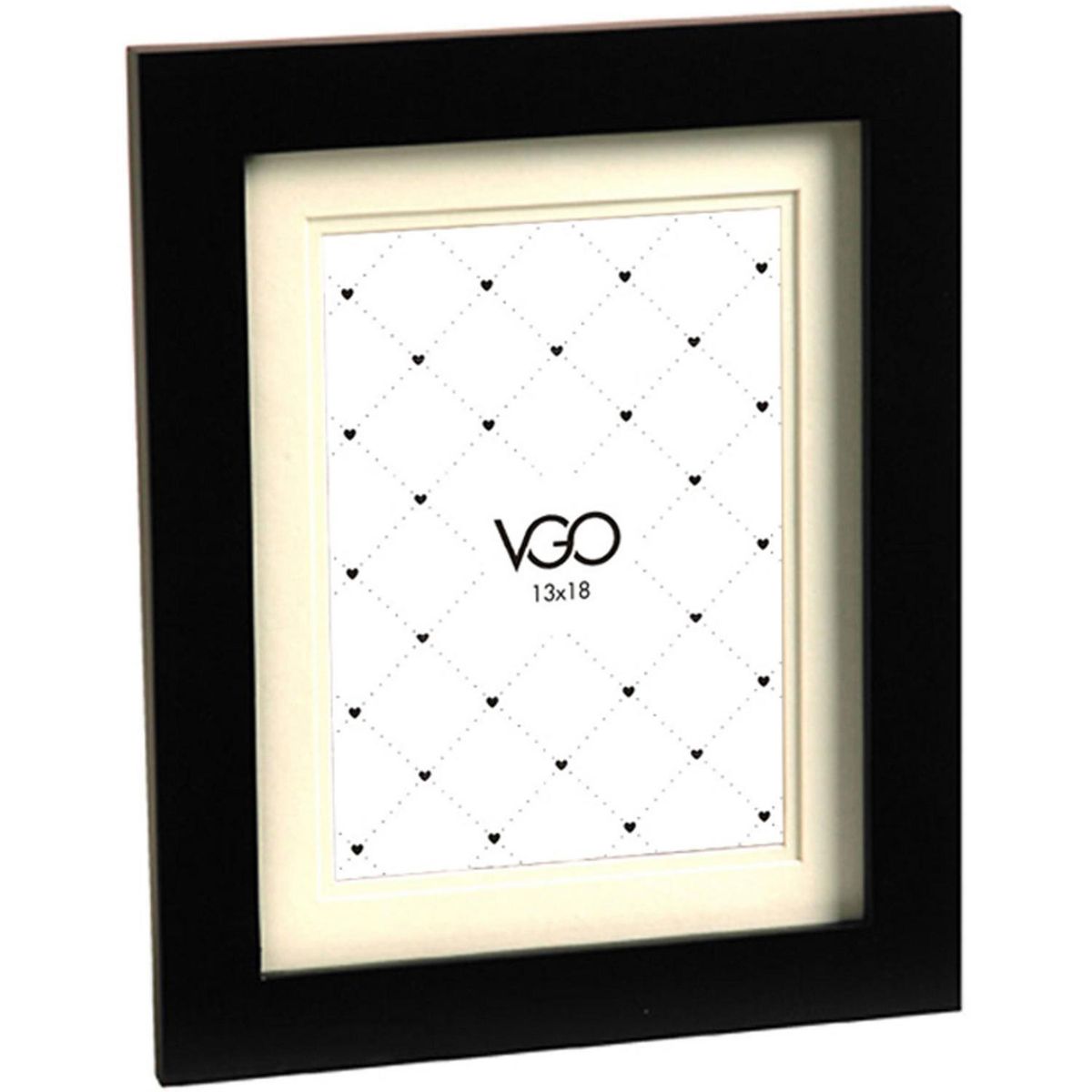 VGO - Marco de Foto con Passepartout 13x18 cm Negro Madera