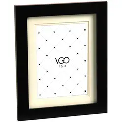 VGO - Marco de Foto con Passepartout 13x18 cm Negro Madera