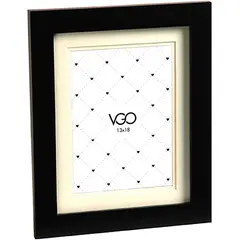 VGO - Marco de Foto con Passepartout 15x20 cm Negro Madera