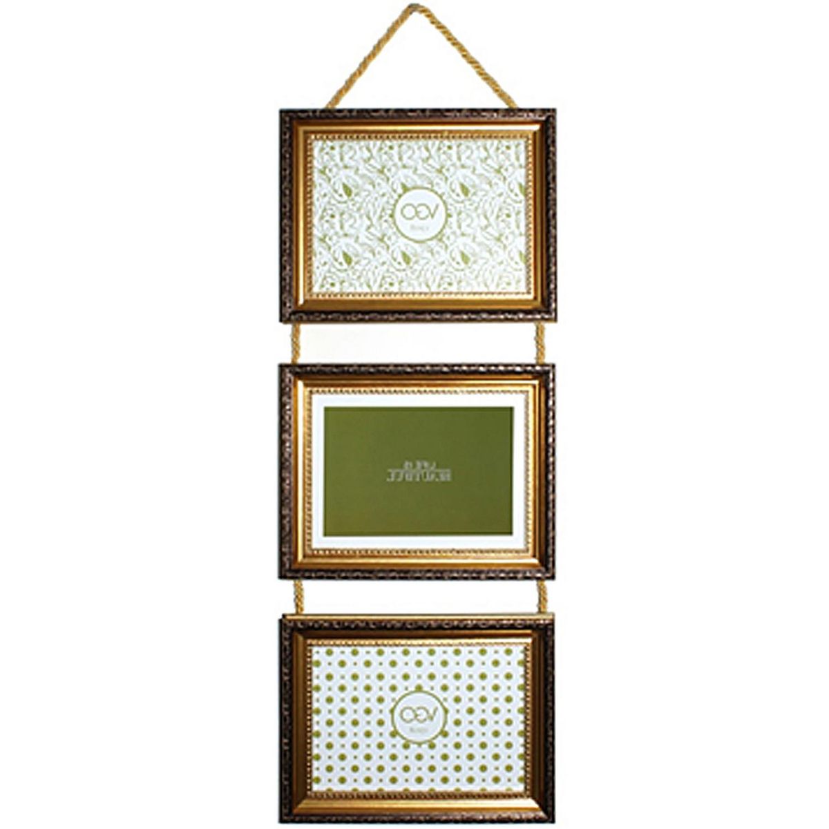 VGO - Marco de Fotos Triple 20x15 cm Dorado Plástico