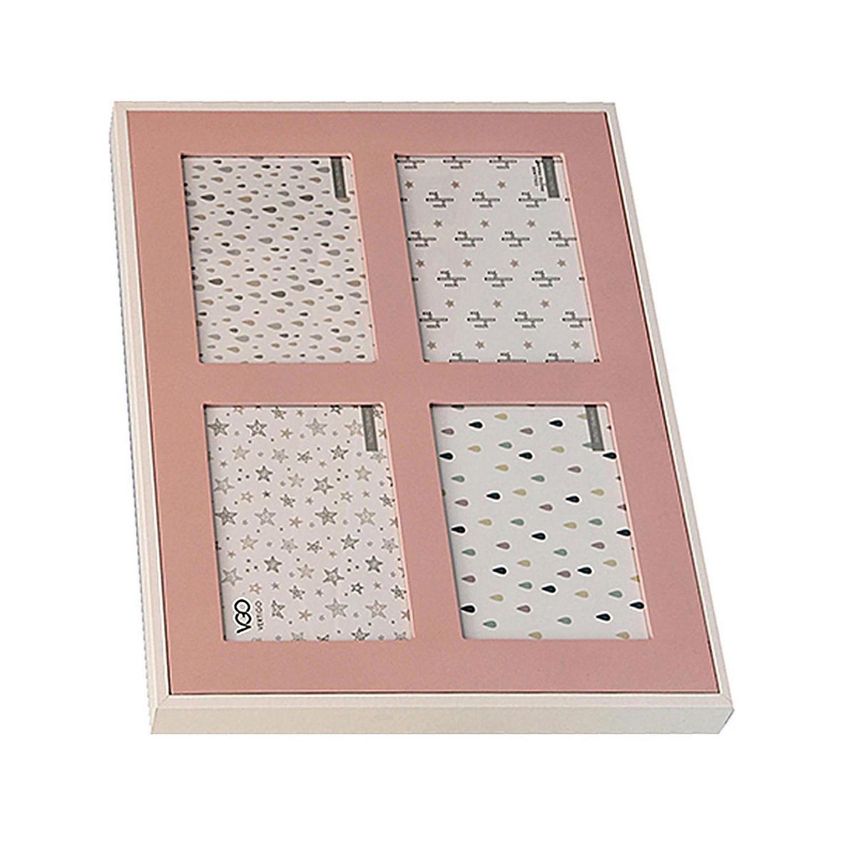 VGO - Marco de Fotos Cuádruple 13x18 cm Rosado Plástico