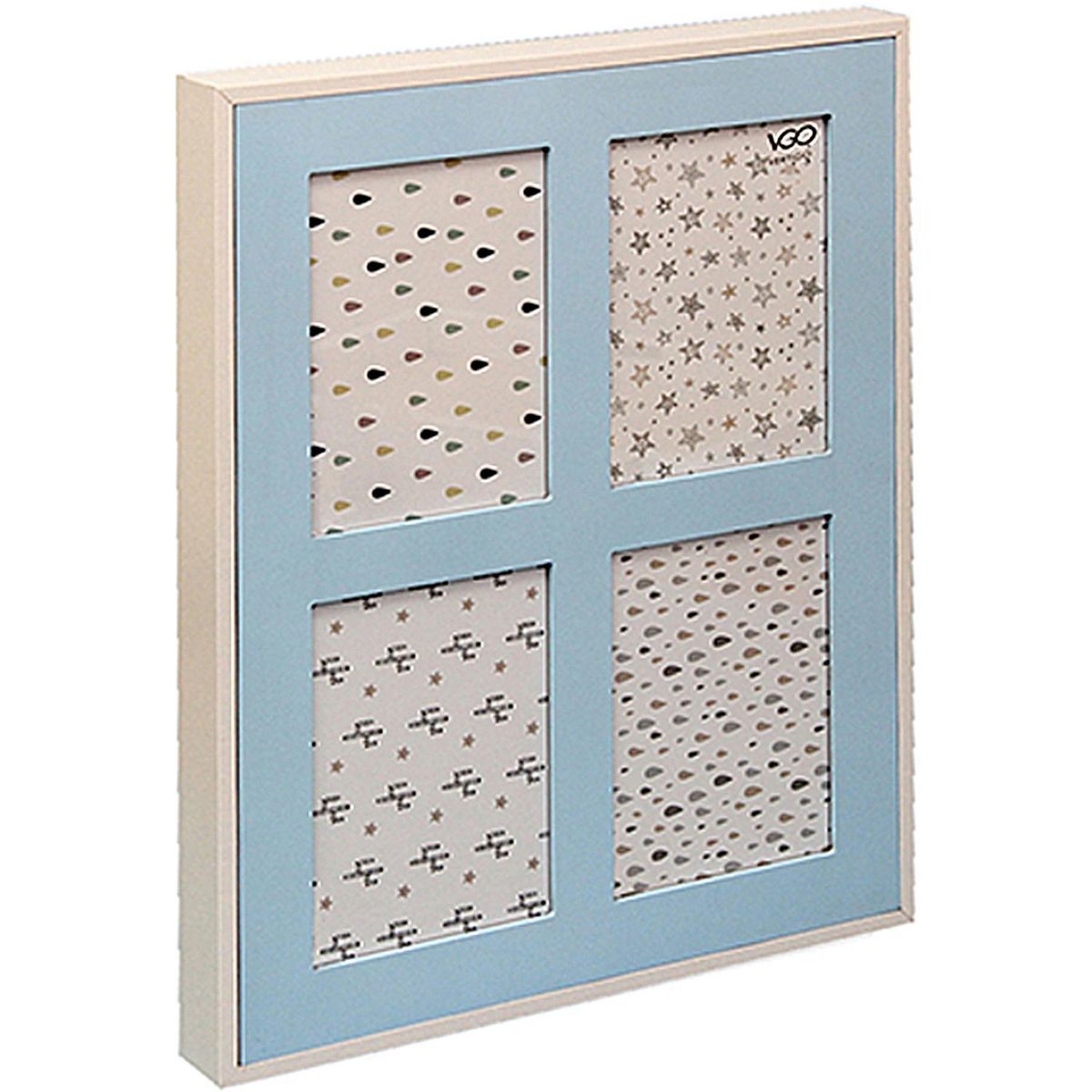 VGO - Marco de Fotos Cuádruple 13x18 cm Celeste Plástico