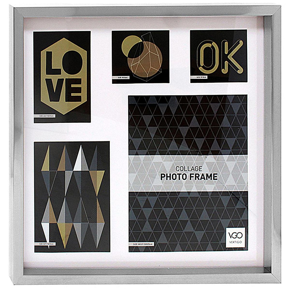 VGO - Marco de Foto Metalizado 40x40 cm Cromado Plástico