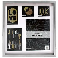 VGO - Marco de Foto Metalizado 40x40 cm Cromado Plástico