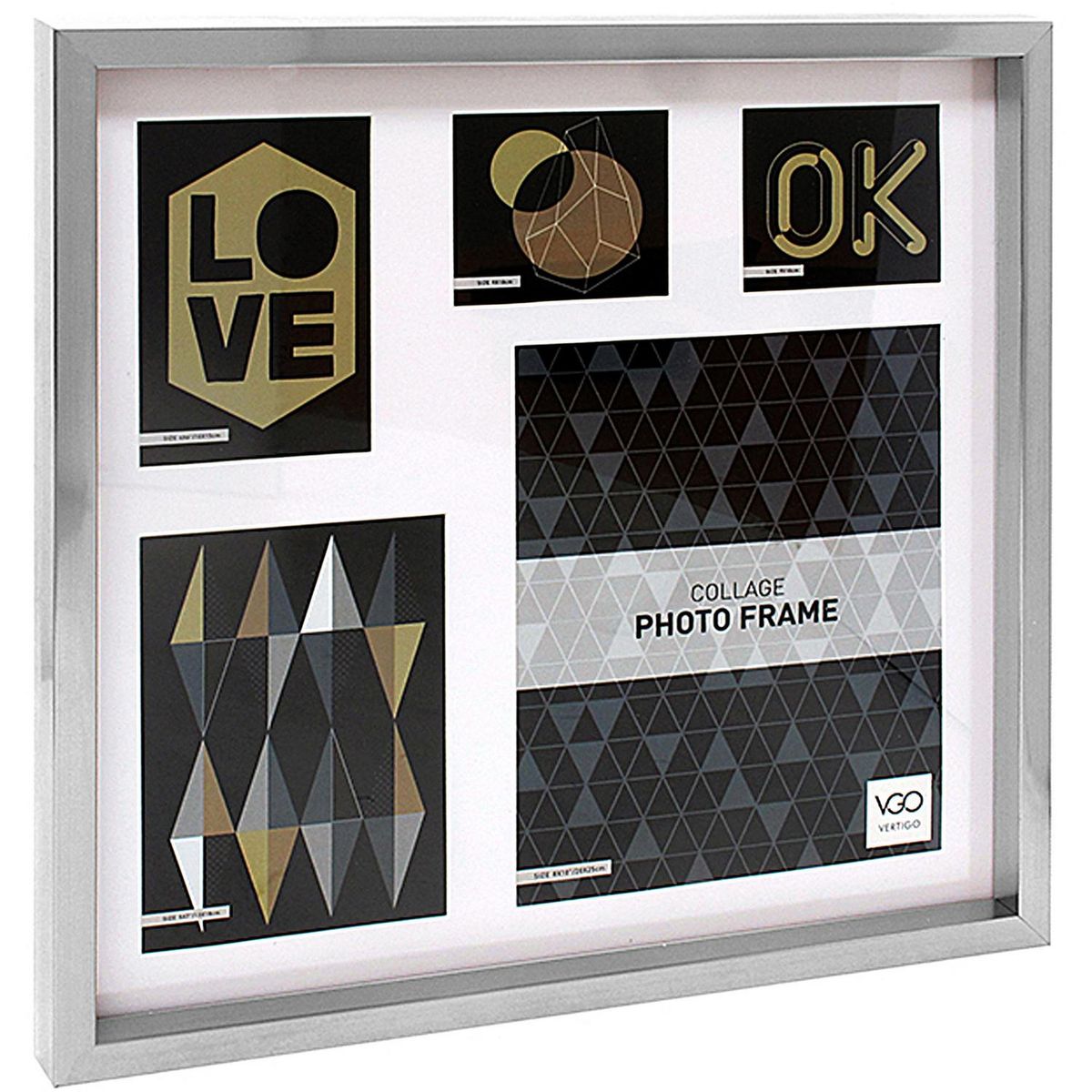 VGO - Marco de Foto Metalizado 40x40 cm Cromado Plástico