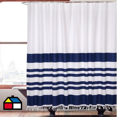 Cortina bao flecos Marinera azul 180x180 cm.