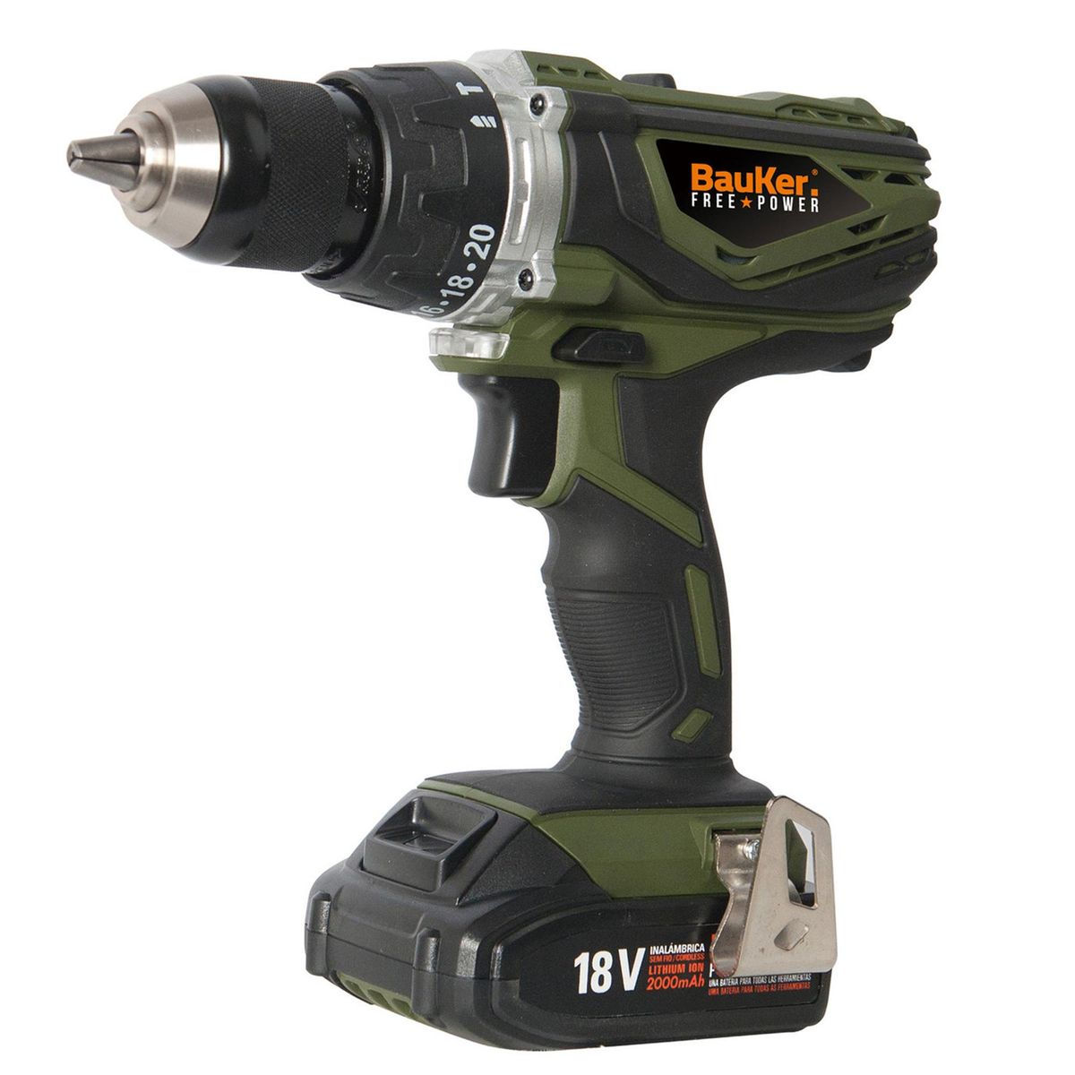 BAUKER - Taladro Inalámbrico Percutor 13 mm 18 V/1 Batería/70 Accesorios