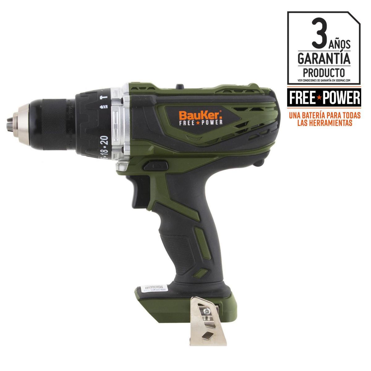 Taladro Inalámbrico Percutor 13 mm 18 V sin Batería, marca BAUKER - Foto Principal