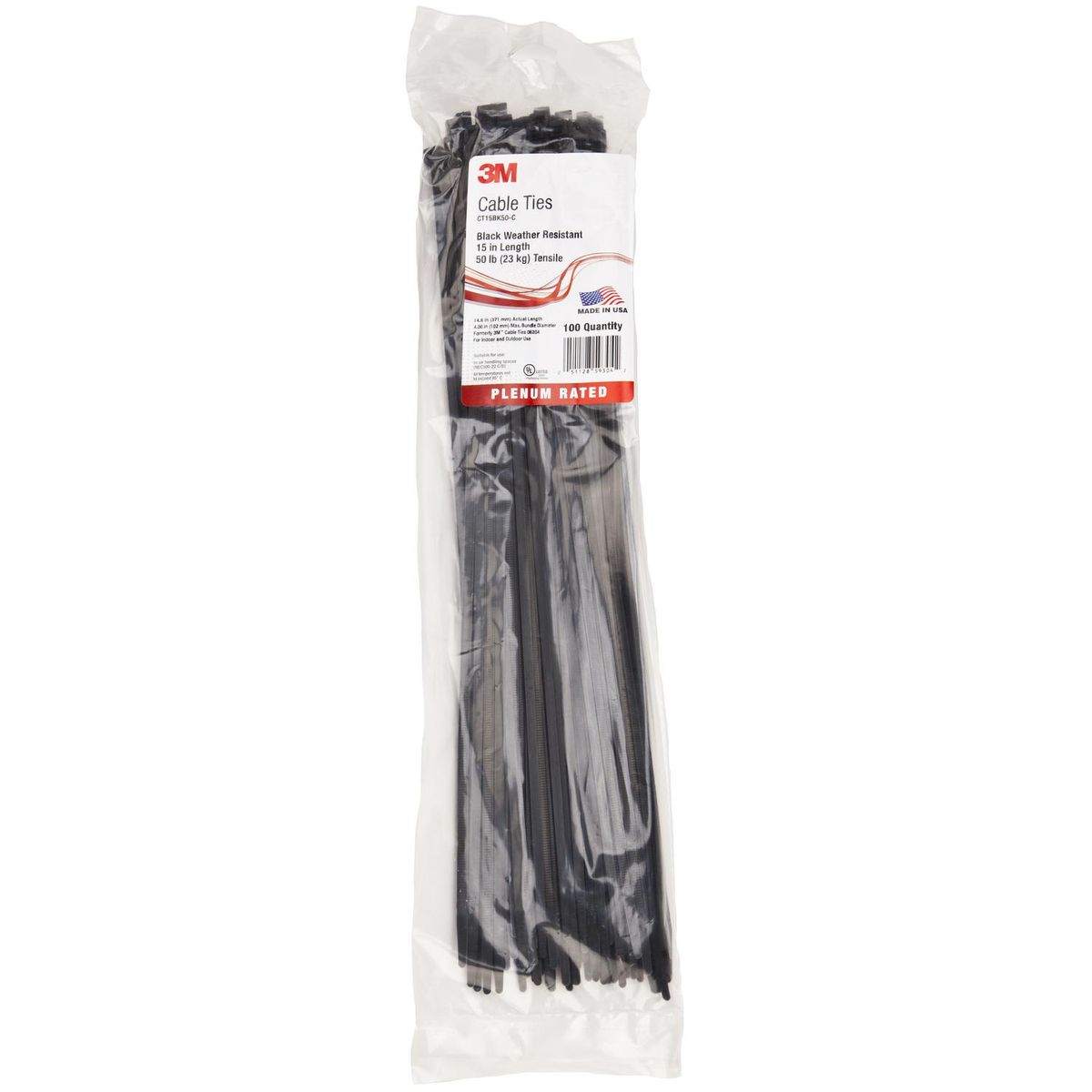 3M - Amarra Cables con Filtro UV 381 x 4,83 mm Negro 100 Unidades