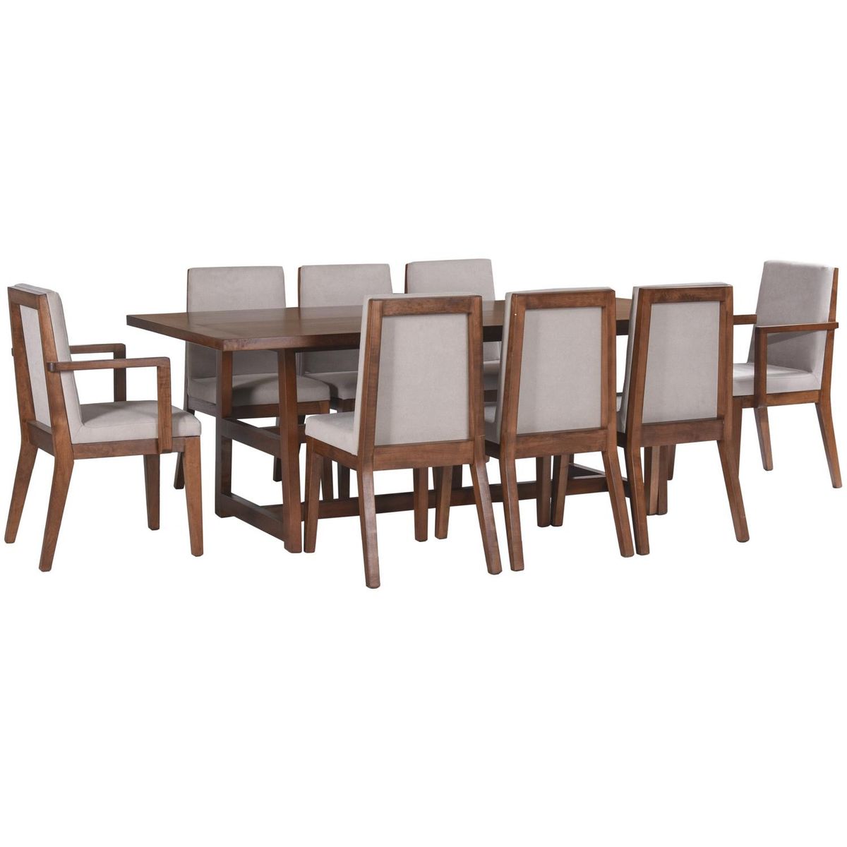 NUEVALINEA - Juego de Comedor Iberia 8 Sillas Mesa Rectangular 110x80x220 cm Café