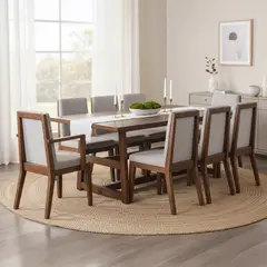 NUEVALINEA - Juego de Comedor Iberia 8 Sillas Mesa Rectangular 110x80x220 cm Café