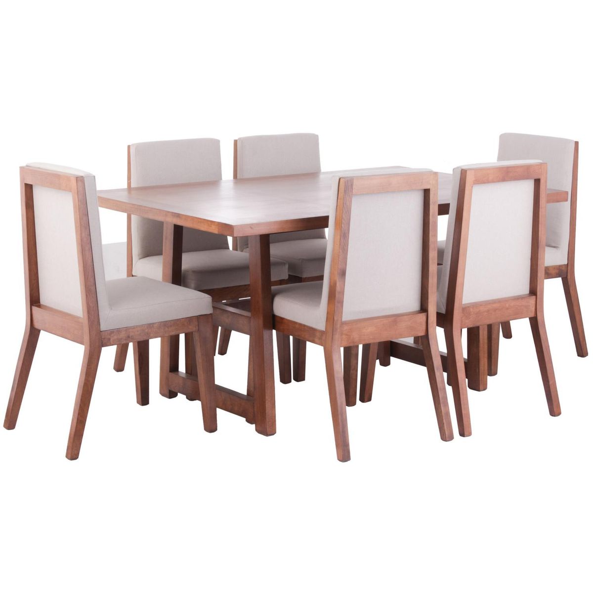 NUEVALINEA - Juego de Comedor Iberi 6 Sillas Mesa Rectangular 100x80x160 cm Café