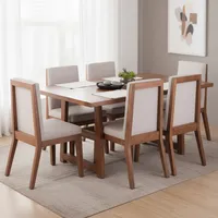 Juego de Comedor Iberi 6 Sillas Mesa Rectangular 100x80x160 cm Café