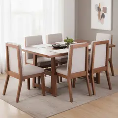 NUEVALINEA - Juego de Comedor Iberi 6 Sillas Mesa Rectangular 100x80x160 cm Café