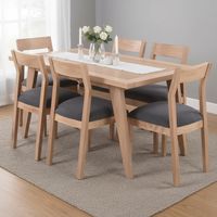 Juego de Comedor Nova 6 Sillas Mesa Rectangular 90x80x150 cm Café