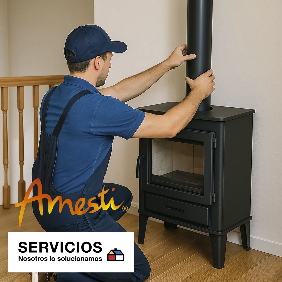 SERV HOGAR - Instalación Calefactor a Leña en casa de 2 pisos AMESTI