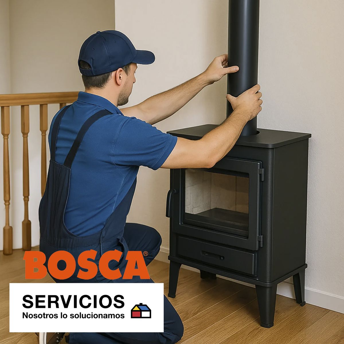 SERV HOGAR - Instalación Calefactor a Leña en casa de 2 pisos BOSCA