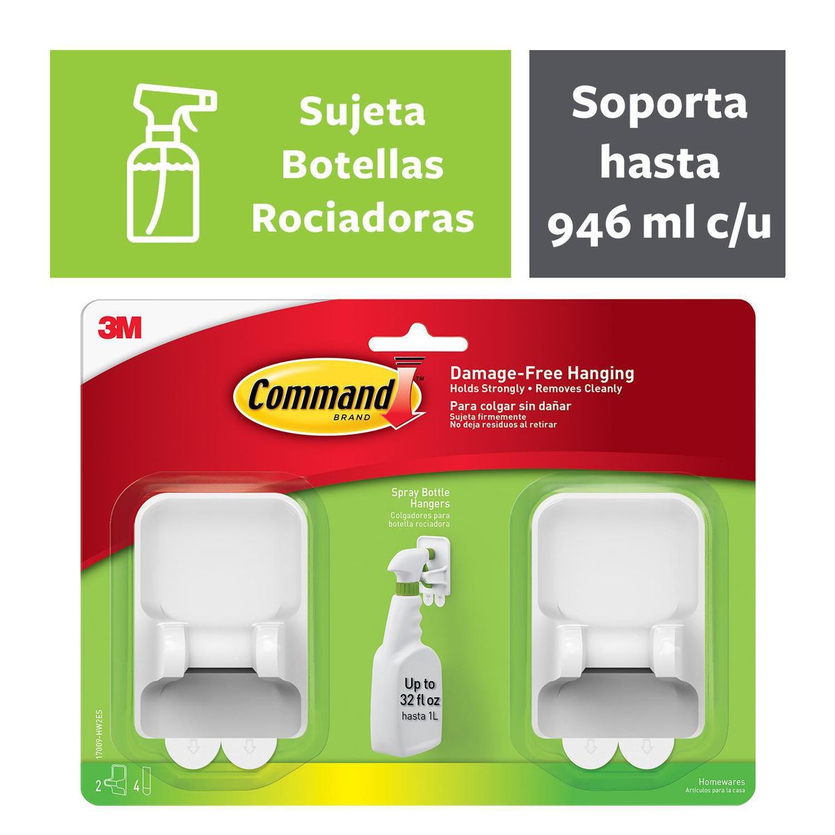 COMMAND - Set 2 Colgador para Botella Rociadora blanco