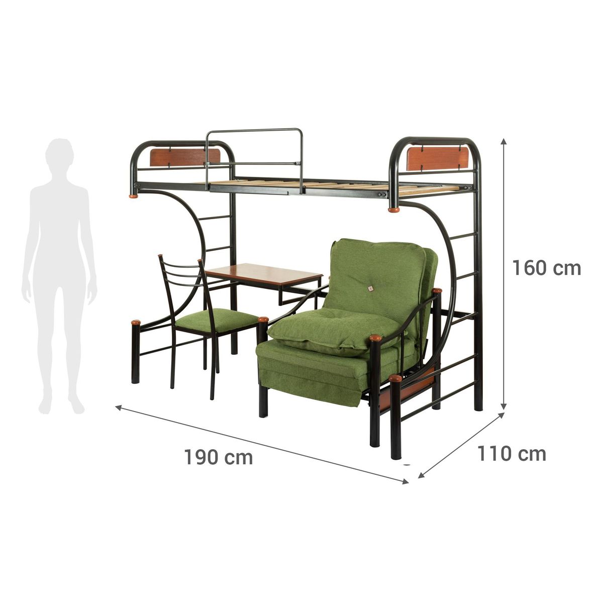 RECUTEX - Camarote 1 plaza 160x110x190 cm Metal