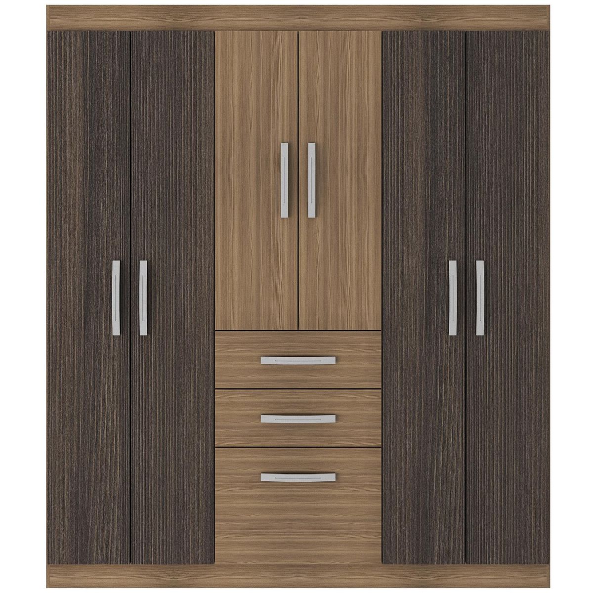 EXIT - Clóset 6 Puerta(s) 2 Cajón(es) 3 Repisa(s) 156x181x40 cm Tabaco/Beige