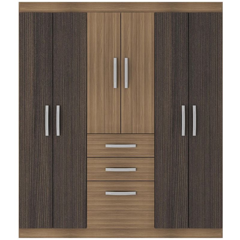 EXIT - Clóset 6 Puerta(s) 2 Cajón(es) 3 Repisa(s) 156x181x40 cm Tabaco/Beige