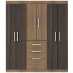 EXIT - Clóset 6 Puerta(s) 2 Cajón(es) 3 Repisa(s) 156x181x40 cm Tabaco/Beige