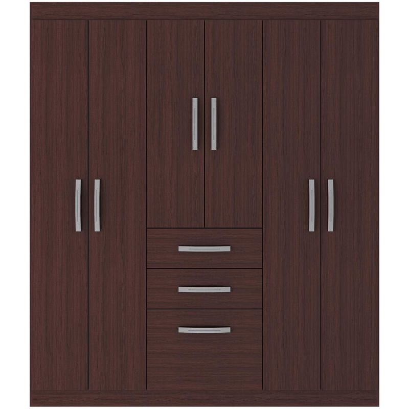EXIT - Clóset 6 Puerta(s) 2 Cajón(es) 3 Repisa(s) 156x181x40 cm Caoba