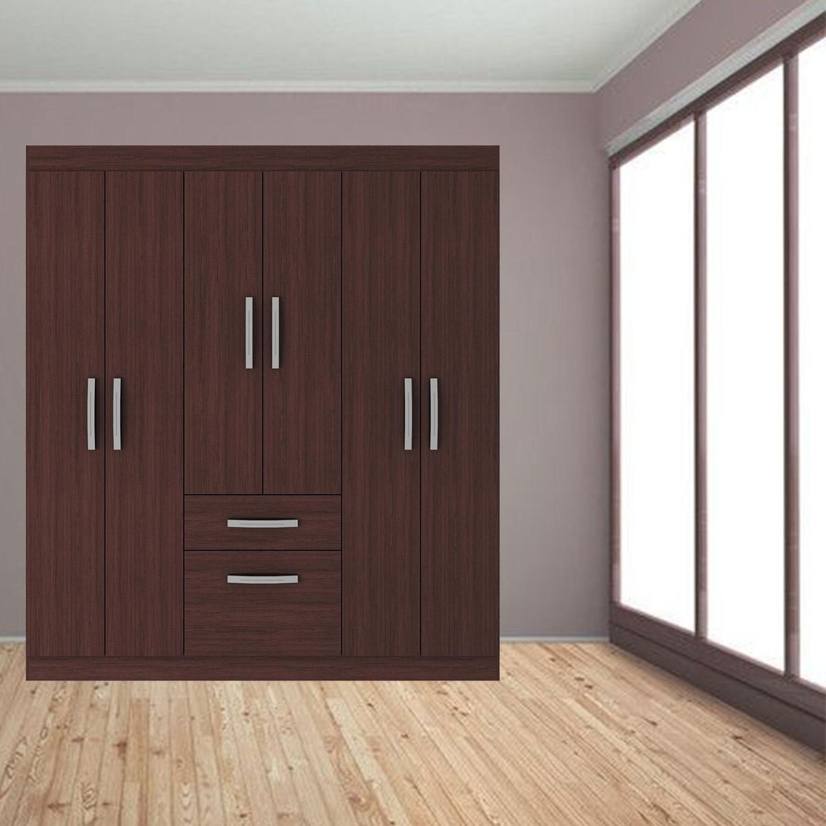 EXIT - Clóset 6 Puerta(s) 1 Cajón(es) 1 Repisa(s) 156x177x40 cm Caoba