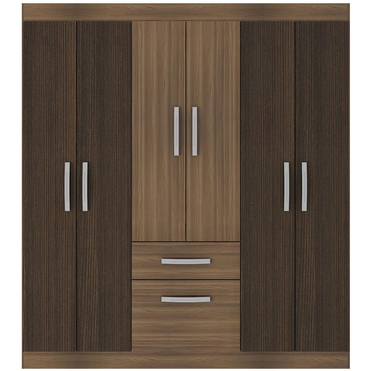 EXIT - Clóset 6 Puerta(s) 1 Cajón(es) 2 Repisa(s) 156x177x40 cm Tabaco/Beige