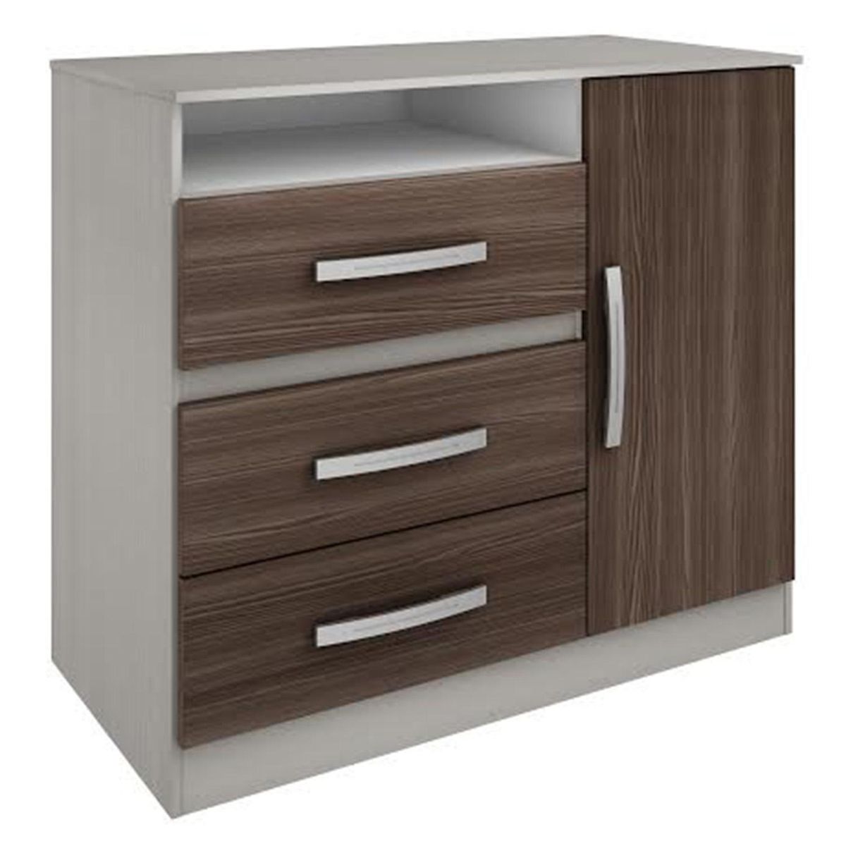 EXIT - Cómoda 1 Puerta 3 Cajón(es) Ártico 89x82x47 cm Tabaco/beige