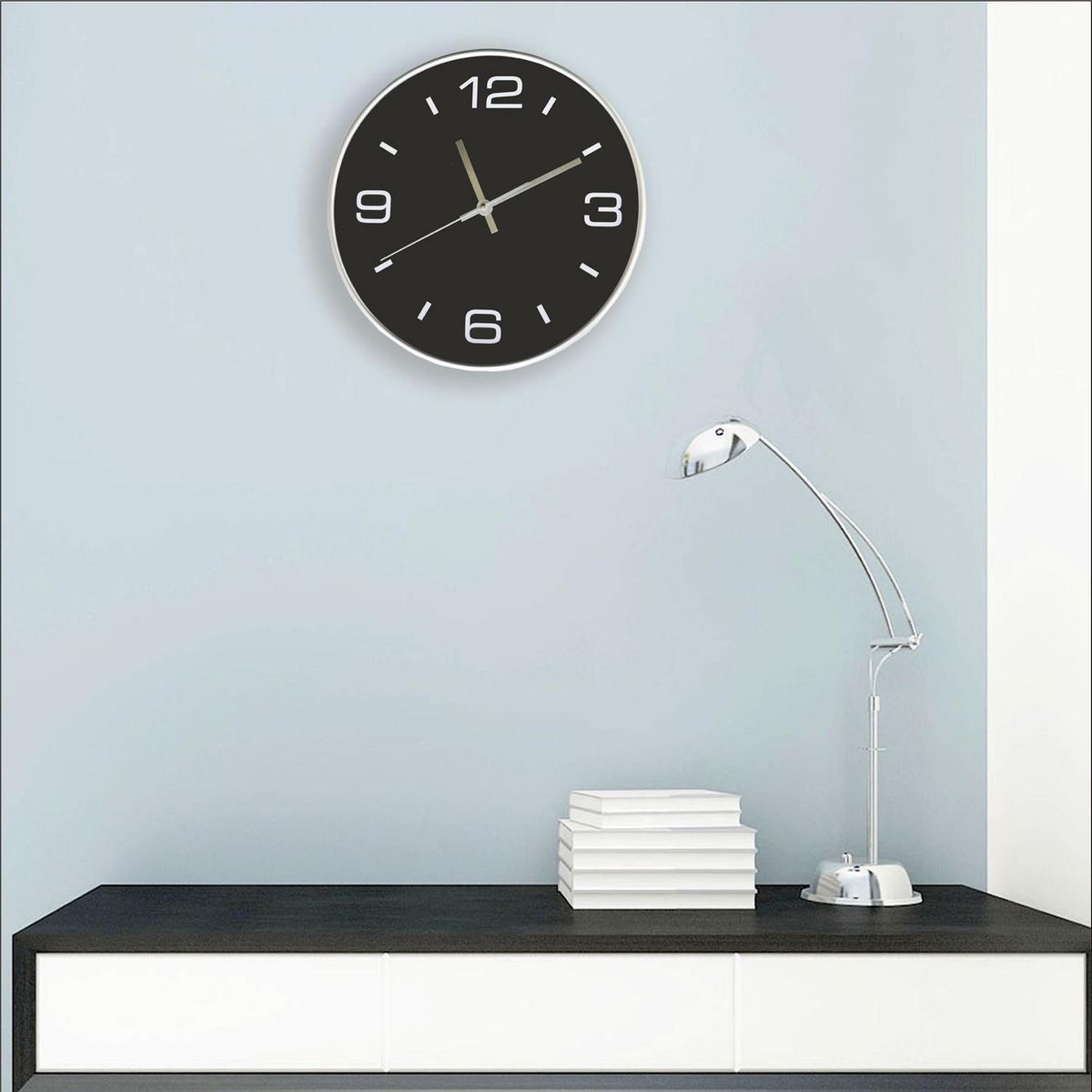 RONDA - Reloj mural decorativo plata/negro