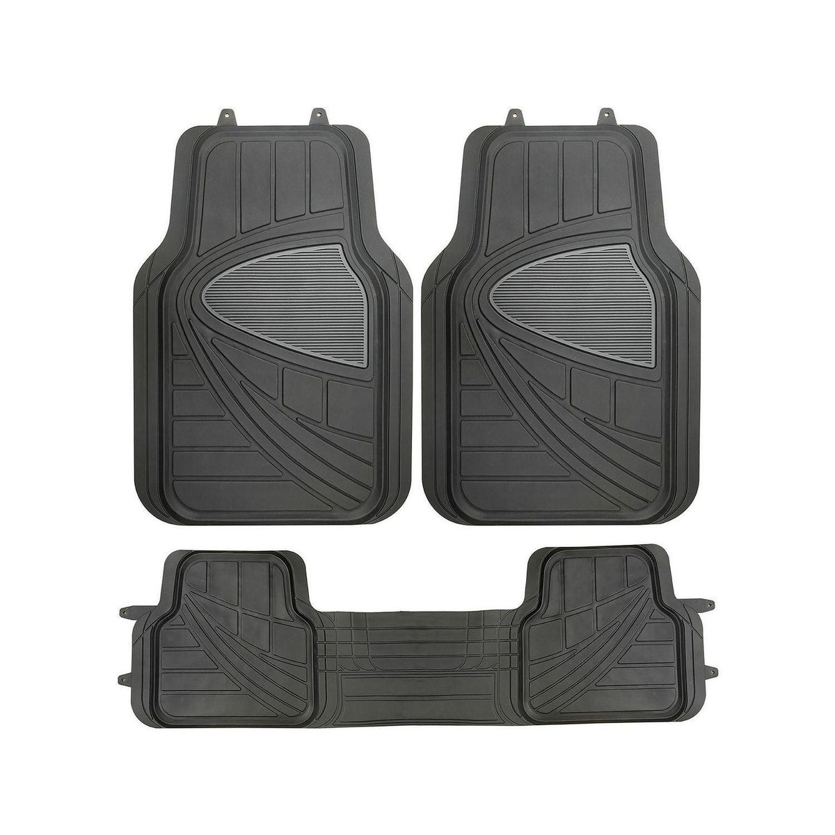 AUTOSTYLE - Set de Cubrepisos Autostyle Antideslizante Universal Negro/gris 3 Piezas