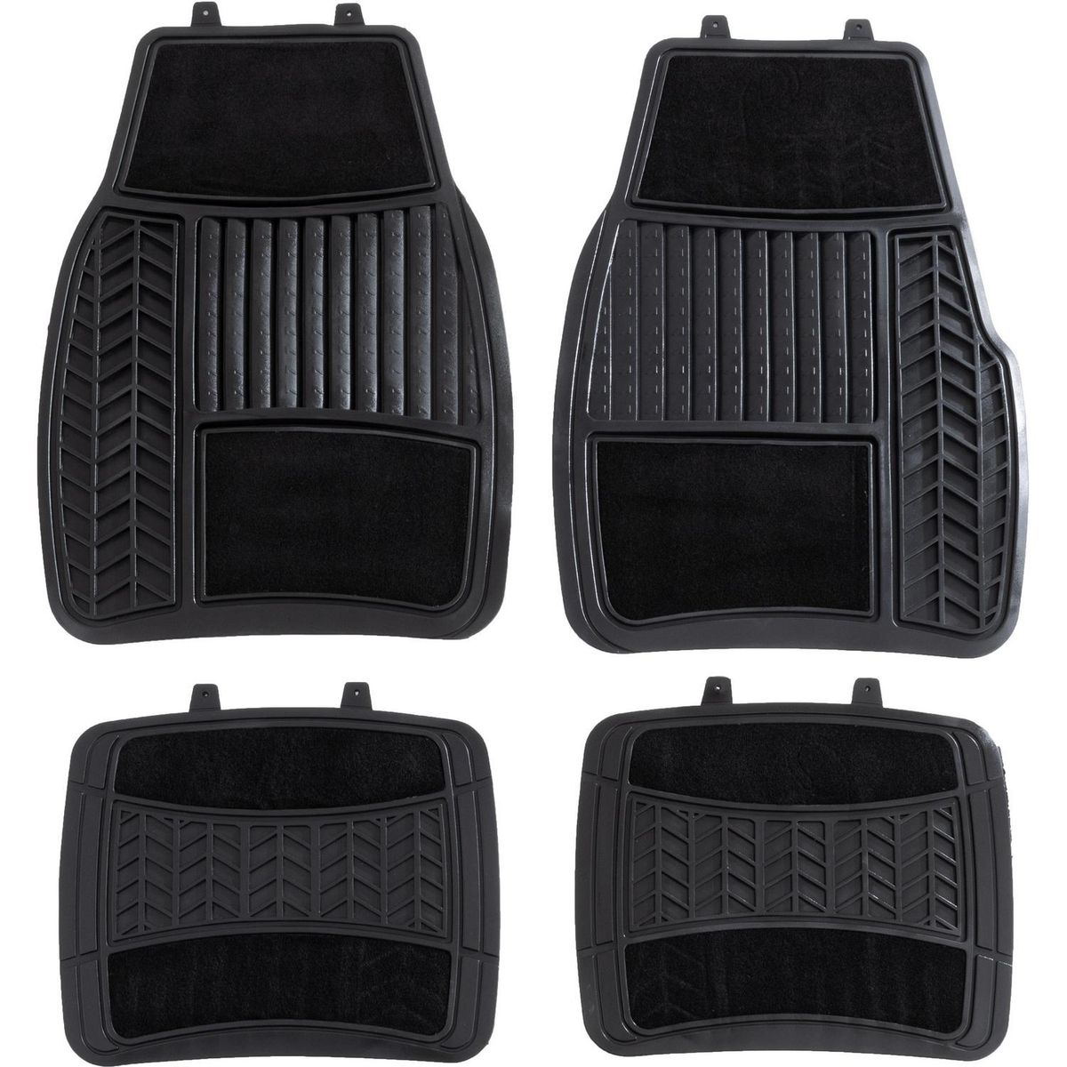 AUTOSTYLE - Protector de piso 4 piezas PVC con alfombra