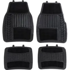 AUTOSTYLE - Protector de piso 4 piezas PVC con alfombra