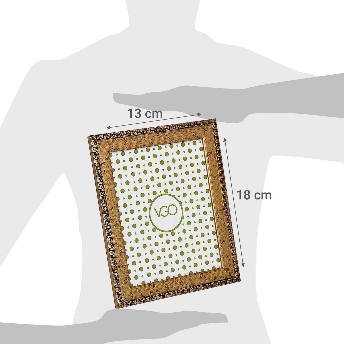 VGO - Marco de Foto Antique Brilloso 18x23 cm Dorado Plástico