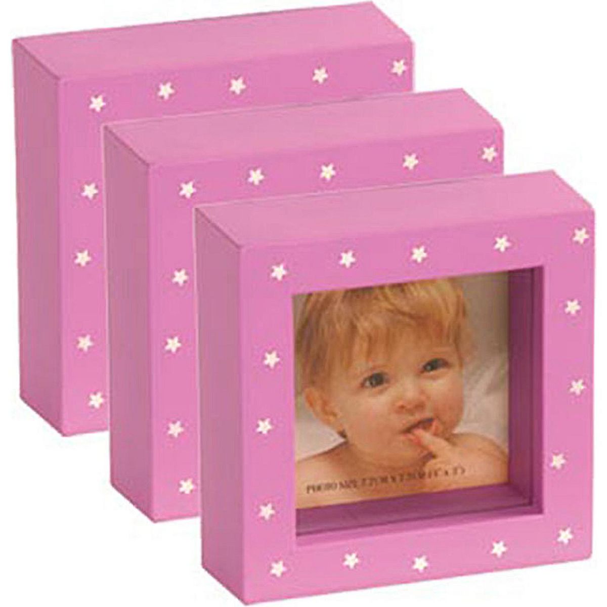 VGO - Set de 3 Mini Marcos de Foto 7x20 cm Rosado Plástico