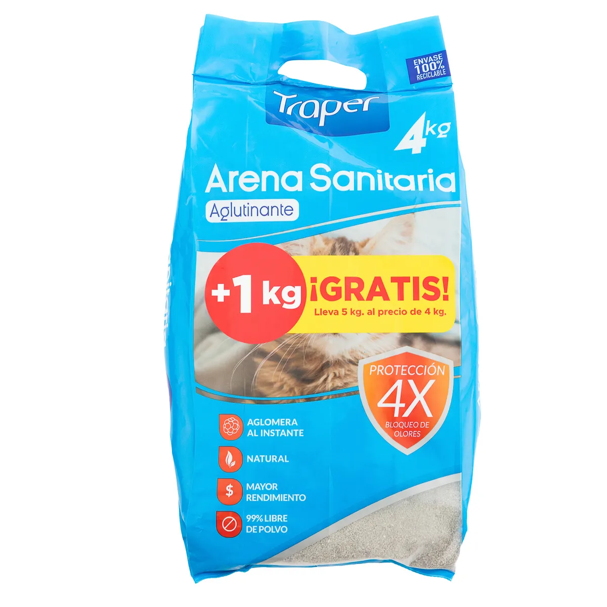 TRAPER - Arena sanitaria para gatos 4 kilos