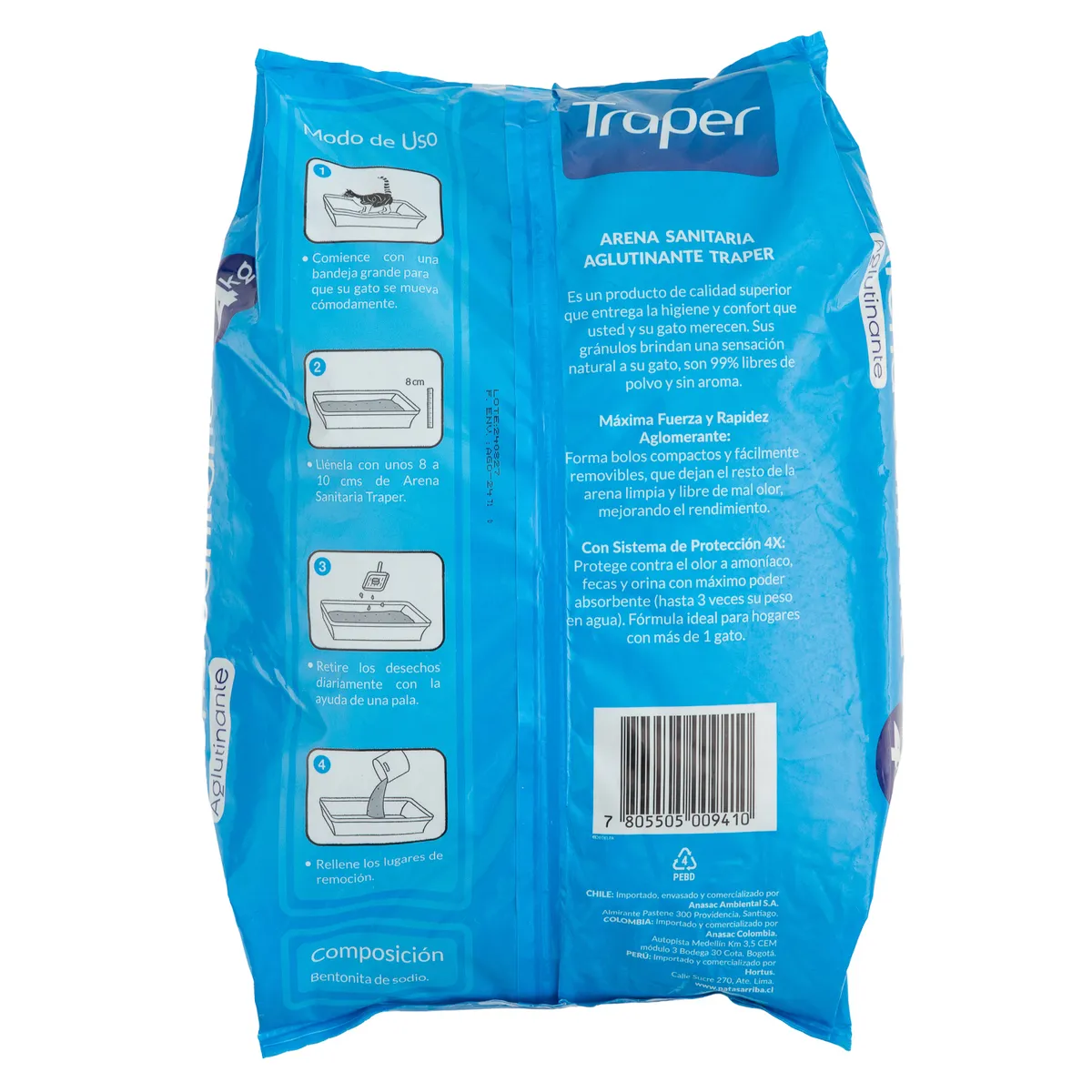 TRAPER - Arena sanitaria para gatos 4 kilos