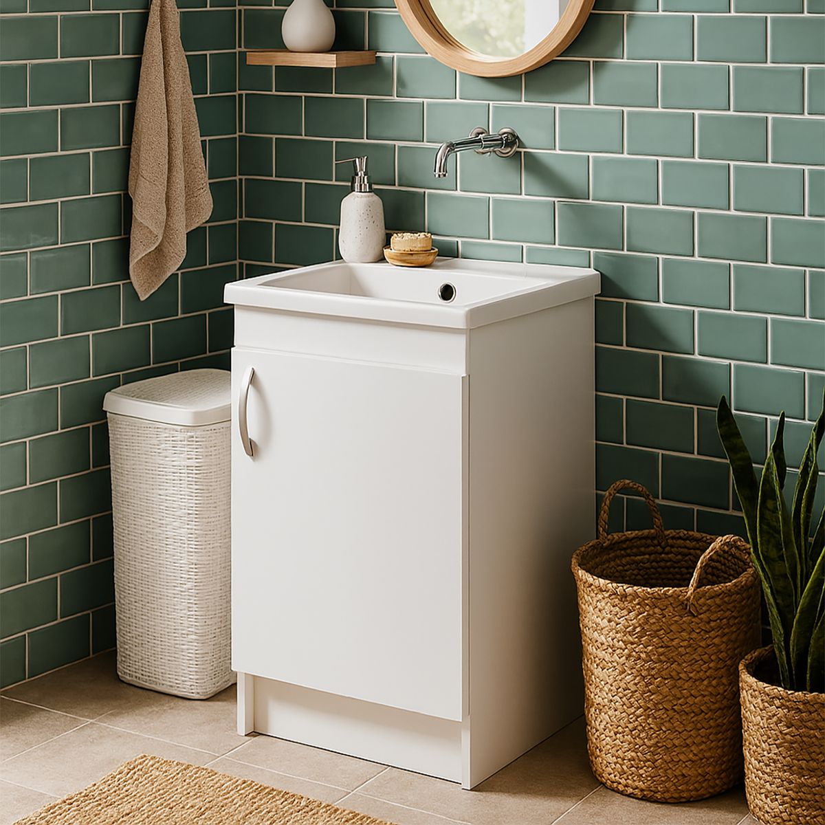 KHOR - Mueble Lavadero Blanco 47x85x39 cm