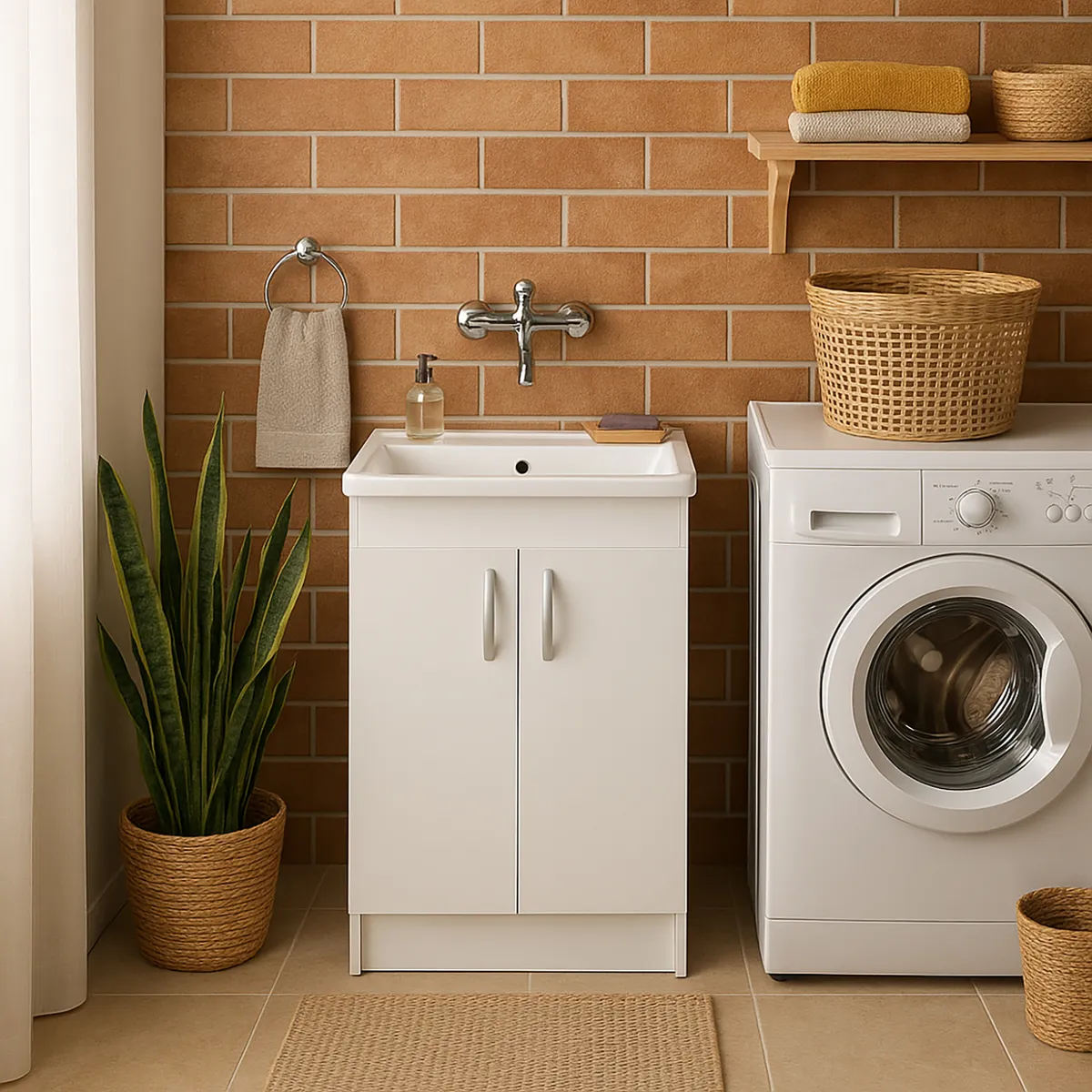 KHOR - Mueble Lavadero Blanco 55.5x85x47 cm